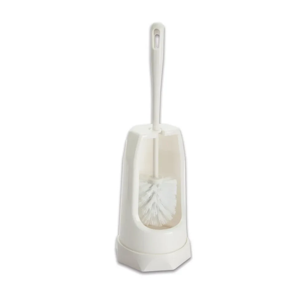 White toilet brush with semi-enclosed holder