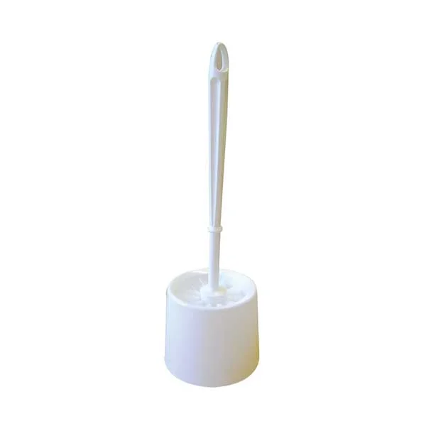 White cup-style toilet brush set