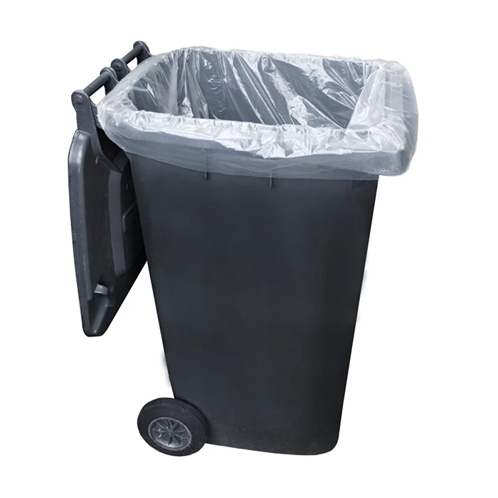 Heavy-duty clear wheelie-bin liners — 100 pack