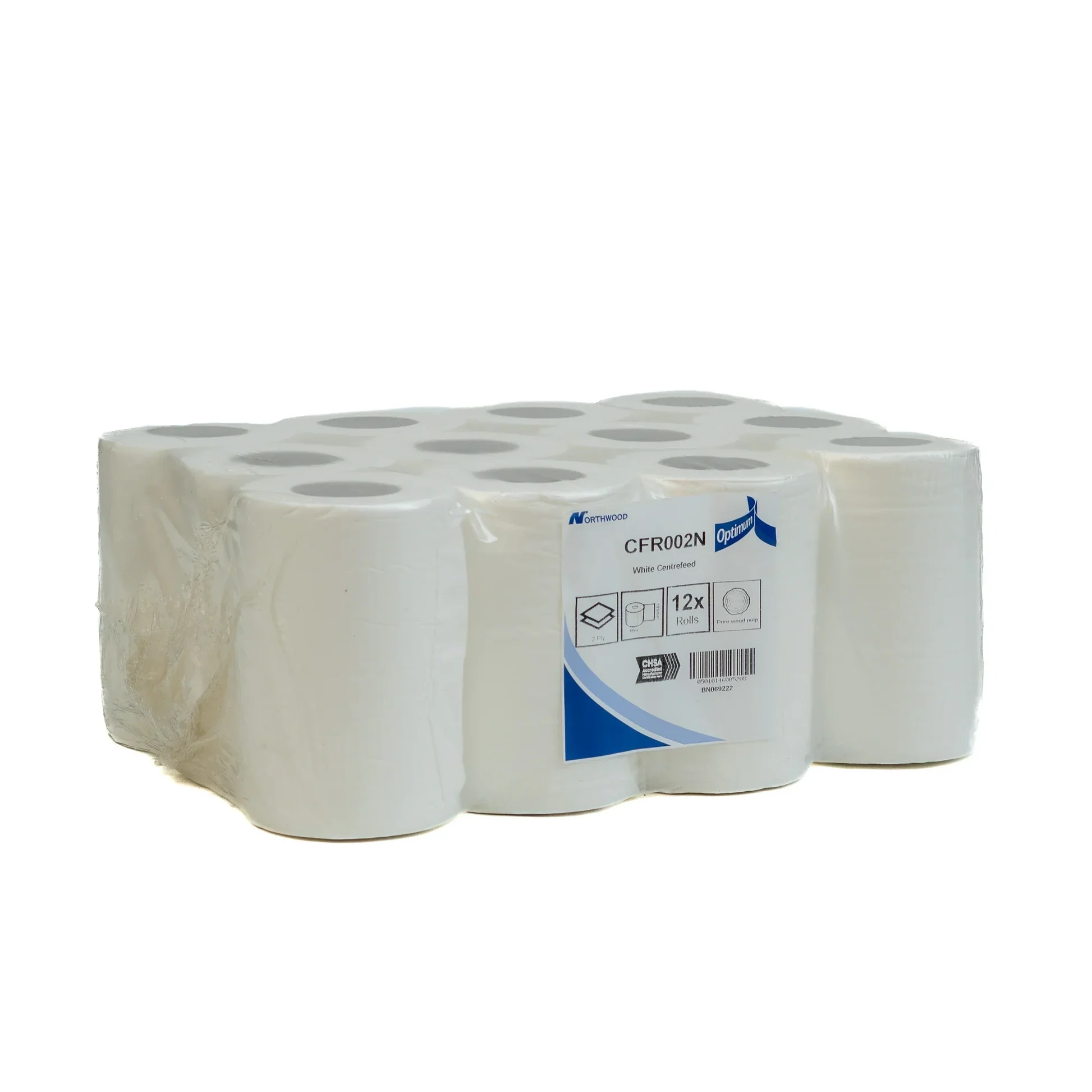 White mini centrefeed rolls — 2 ply, 12 pack