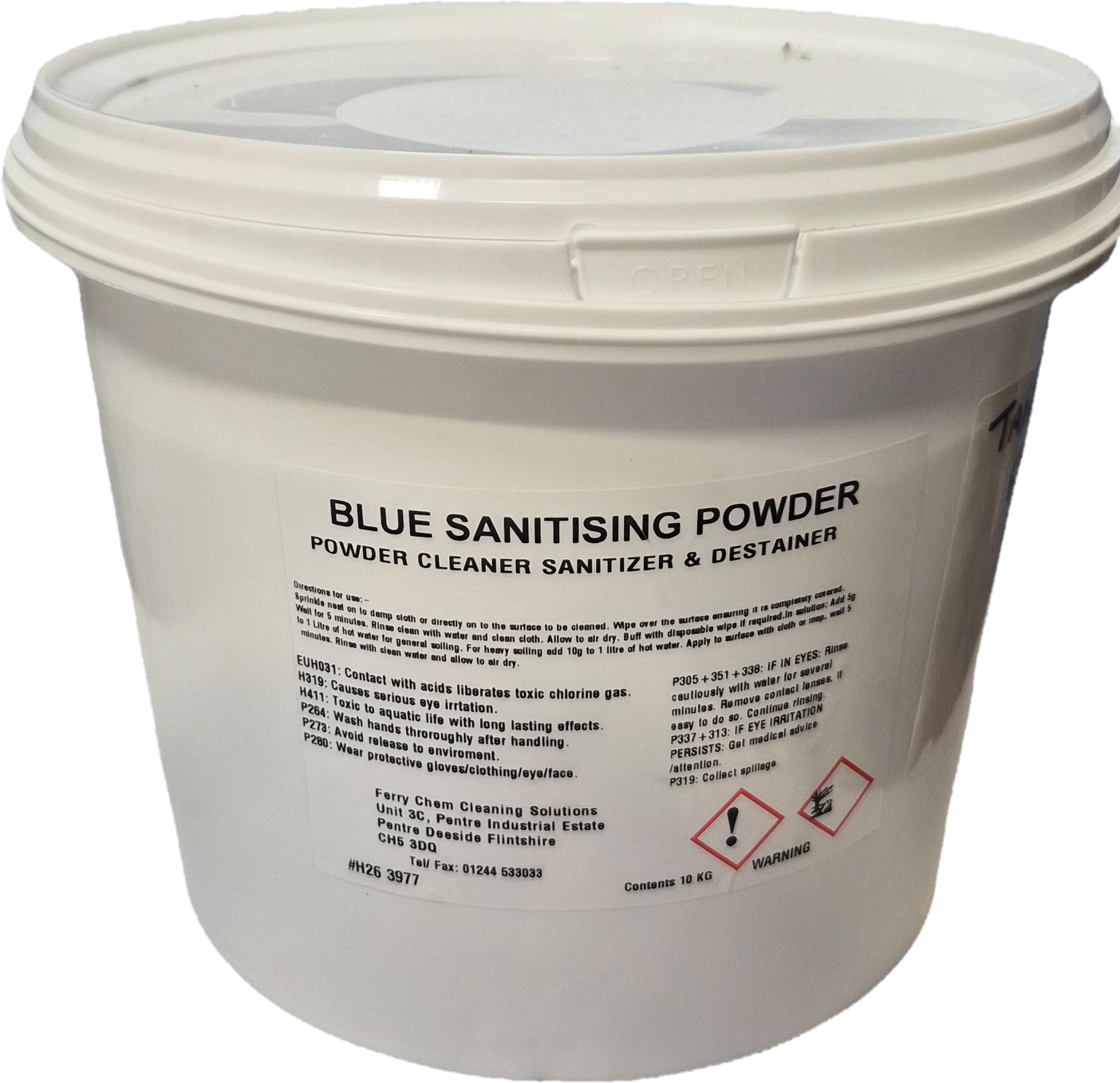 Blue sanitiser powder, 10 kg bucket
