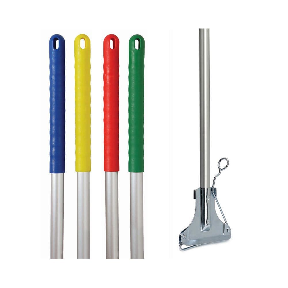 Blue Kentucky mop handle with metal holder