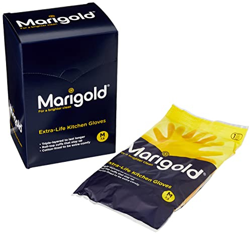 Marigold Extra Life yellow gloves, medium (7.5), 6 pairs