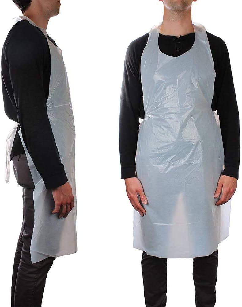 White disposable aprons, 100 pack
