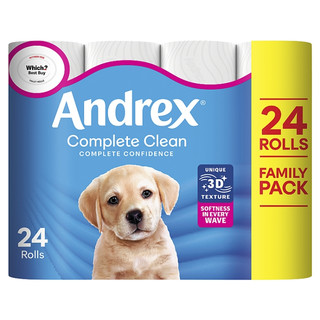 Andrex Complete Clean white toilet rolls, 24 pack