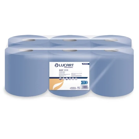 TEX400B blue embossed centrefeed rolls — 6 × 100 m