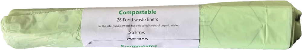 Compostable 25 L food-waste sacks — roll of 26